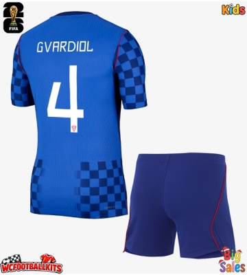 Croatia Josko Gvardiol #4 Replica Away Stadium Kit for Kids World Cup 2026 Short Sleeve (+ pants)